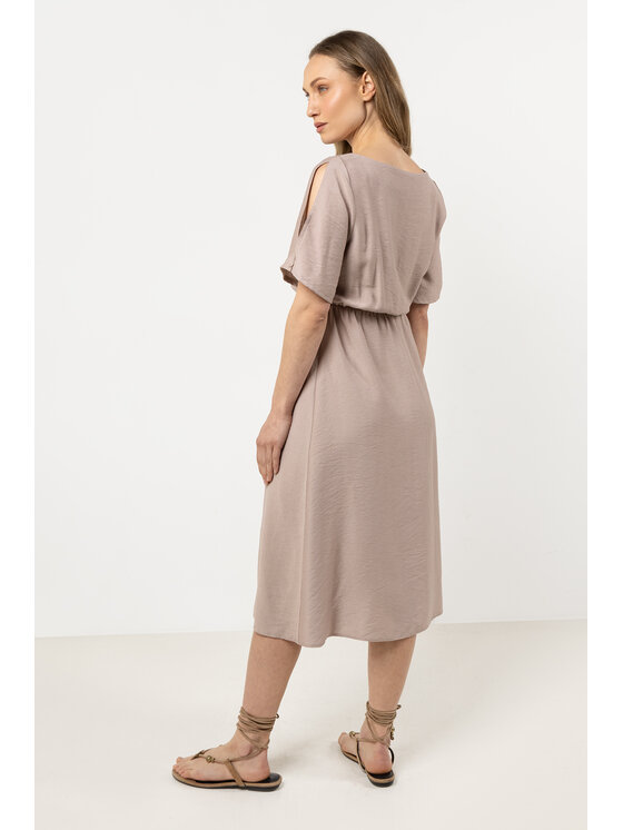 Awama Awama Sukienka letnia A716 Beżowy Basic Fit