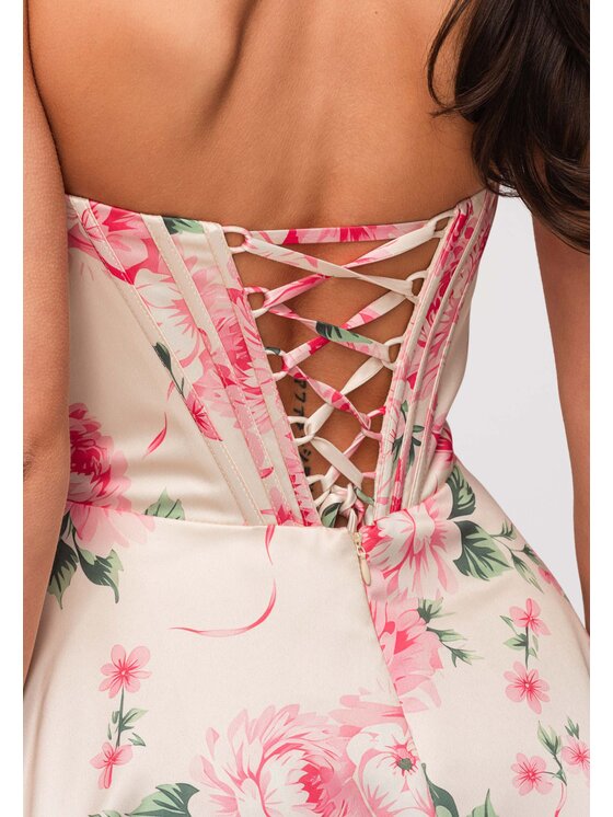 Ombre Ombre Sukienka wieczorowa LA-OM-DLR353 Kremowy A-Line Fit