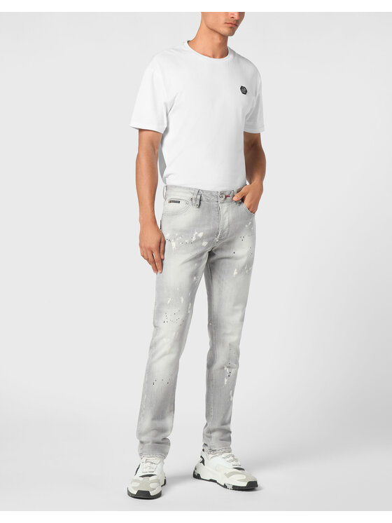 PHILIPP PLEIN PHILIPP PLEIN Jeansy 21113 Szary Straight Leg