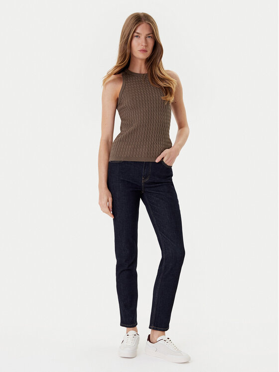 Tommy Hilfiger Tommy Hilfiger Felső WW0WW45706 Barna Slim Fit