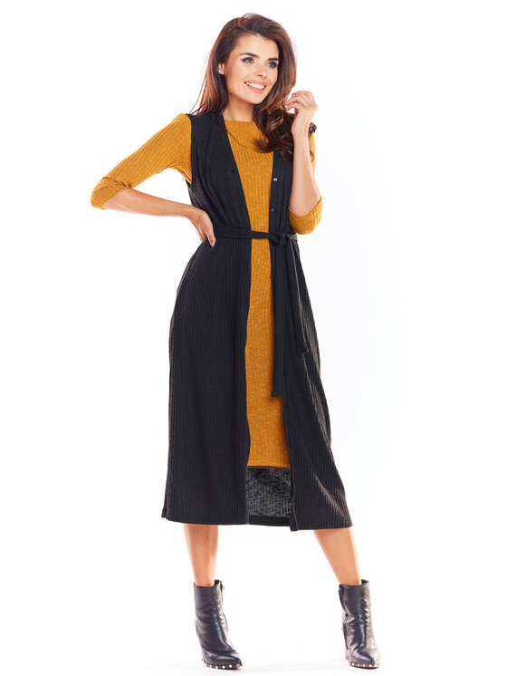 Awama Awama Kamizelka A329 Czarny Basic Fit
