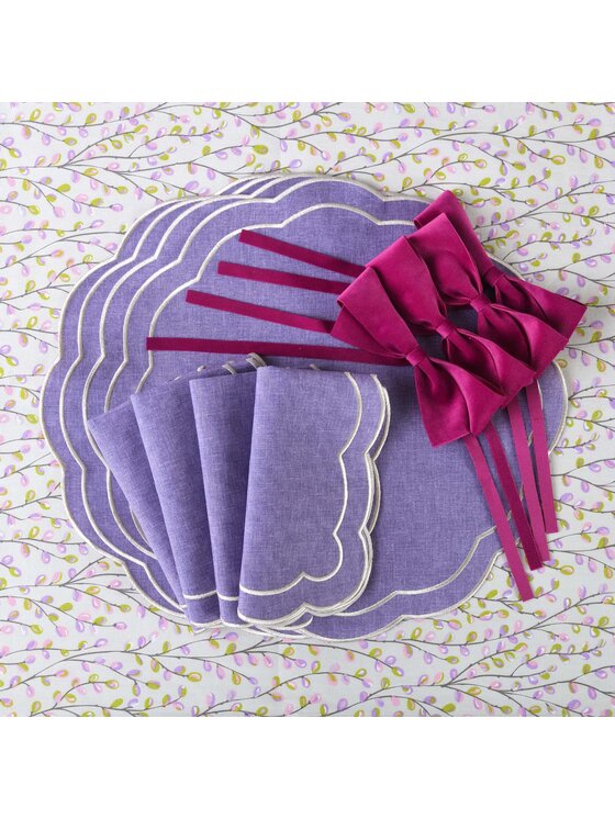 Roseberry Home Roseberry Home Podkładka na stół haftowana Purple Petali Fioletowy