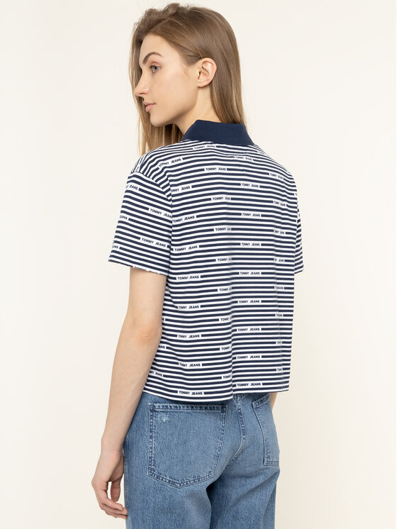 Tommy Jeans Tommy Jeans Polohemd Stripe DW0DW07643 Dunkelblau Oversize
