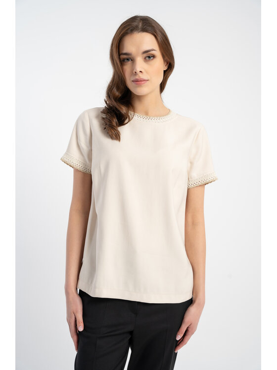 CLICK CLICK Μπλουζάκι 10-6822 Μπεζ Relaxed Fit