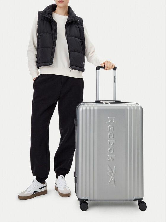 Reebok Reebok Голям куфар RBK-WAL-003-07-CCC-L Сребрист