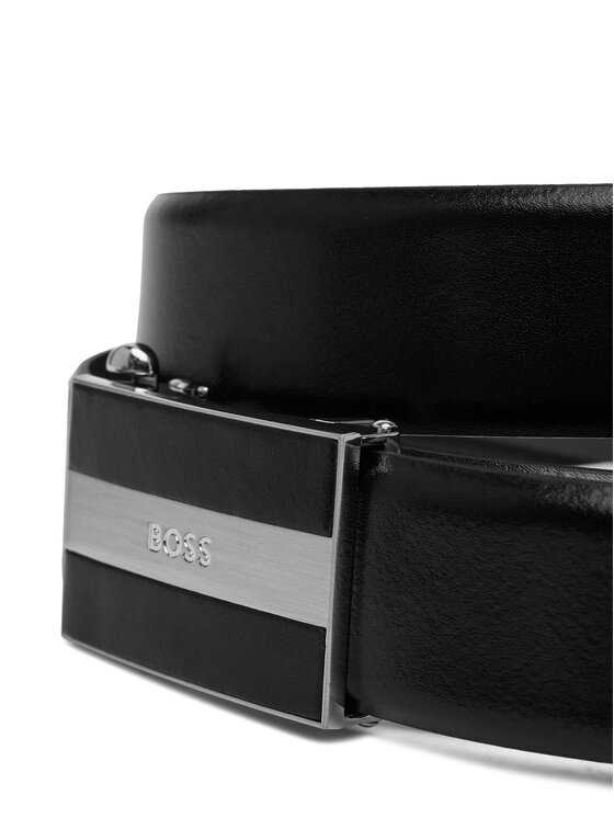 BOSS BOSS Pásek Boss_Icon_Leat_Os35 50546937 Černá