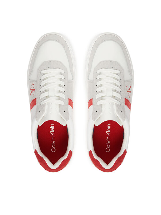 Calvin Klein Calvin Klein Sneakersy Mixed Texture Lace Up Cupsole Trainers YM0YM01395 Biela