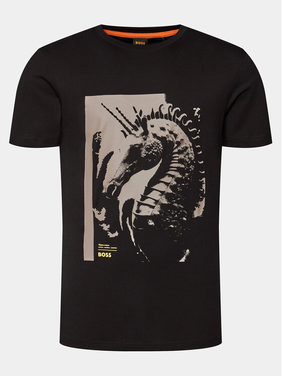 BOSS Boss T-shirt Te_Sea_Horse 50515626 Crna Regular Fit