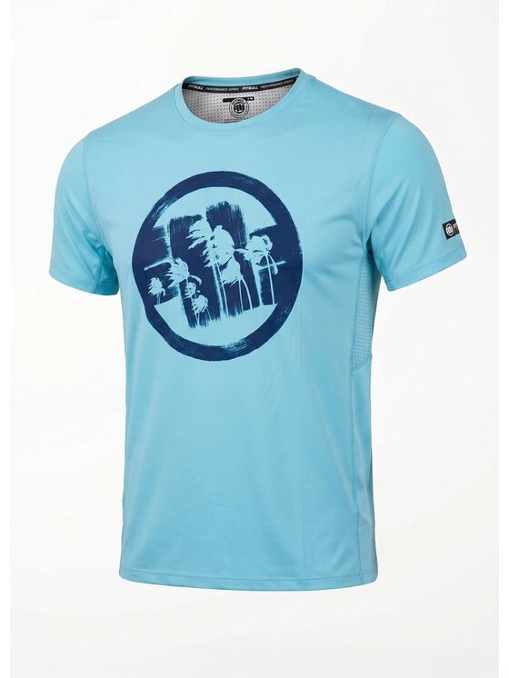 PITBULL PITBULL Koszulka techniczna LOGO PALMS Niebieski Regular Fit