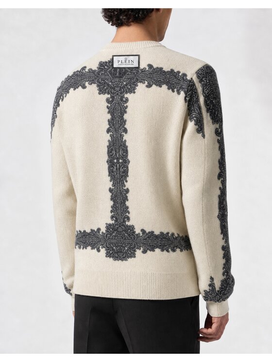 PHILIPP PLEIN PHILIPP PLEIN Sveter 31398 Biela Regular Fit