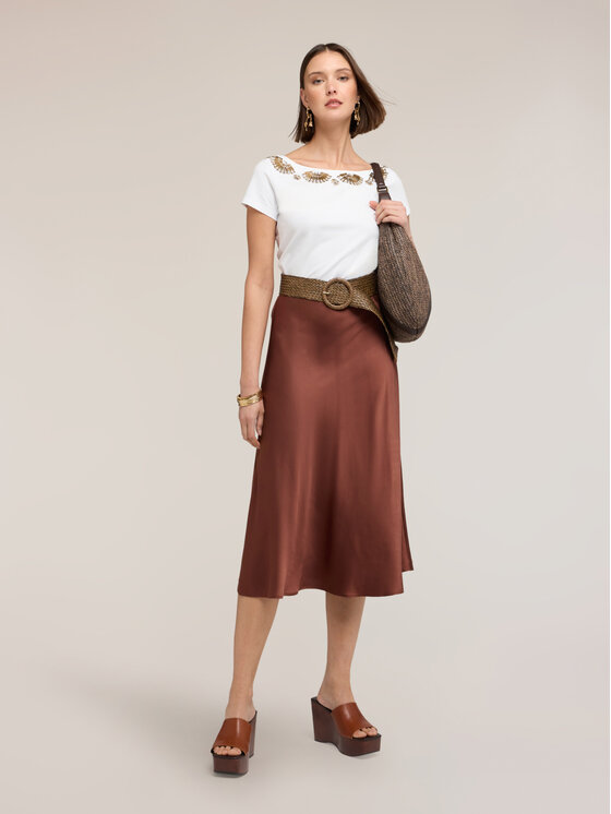 Motivi Motivi Gonna midi 1060Q001237N022 Marrone A-Line Fit