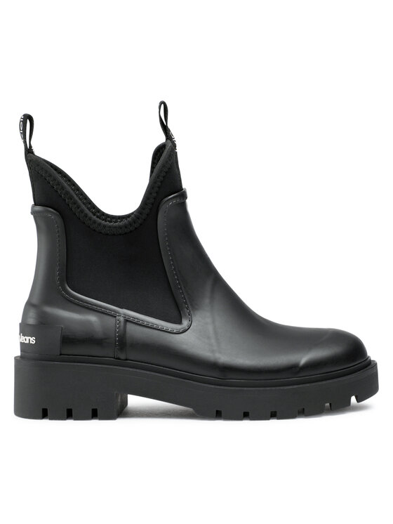 Calvin Klein Jeans Gumijas zābaki Mid Rainboot Chelsea YW0YW01034 Melns