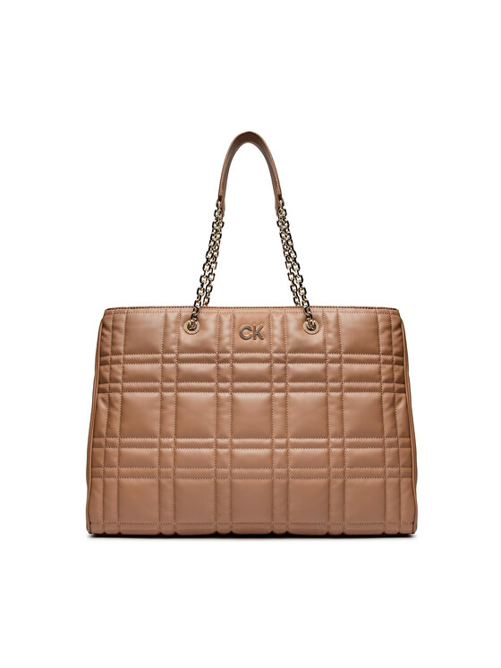 Calvin Klein Calvin Klein Kabelka Re-Lock Quilt Tote W/Lp Cmpt K60K609880 Hnědá