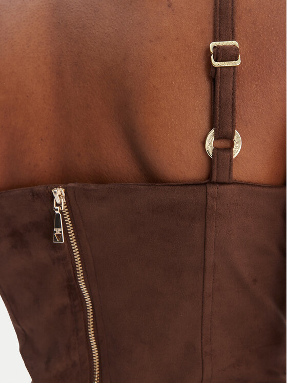 Guess Guess Felső W6RH03 WJ472 Barna Slim Fit