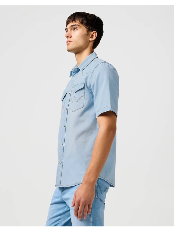 Wrangler Wrangler Koszula SS WESTERN SHIRT Niebieski Regular Fit