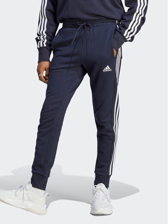 adidas Sporta bikses Essentials French Terry Tapered Cuff 3-Stripes Joggers IC9406 Zils Regular Fit