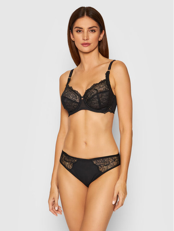 Triumph Triumph Biustonosz z fiszbiną Peony Florale 10181768 Czarny