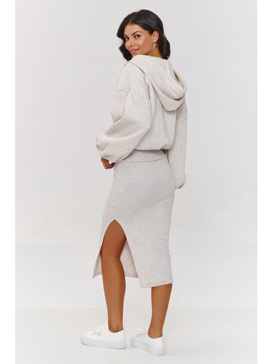 Makadamia Makadamia Komplet bluza i sukienka A6 Beżowy Loose Fit