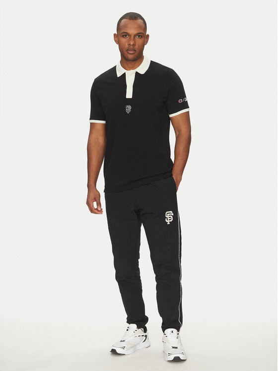 Champion Champion Тениска с яка и копчета 221044 Черен Regular Fit