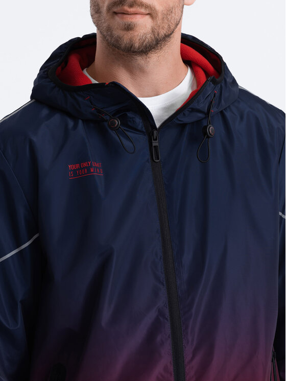 Ombre Ombre Kurtka przejściowa OM-JANP-0105 Granatowy Regular Fit