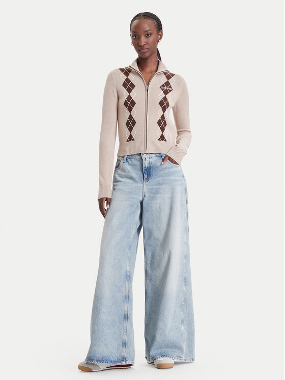 Guess Jeans Guess Jeans Кардиган W6BR10 Z1253 Бежов Regular Fit