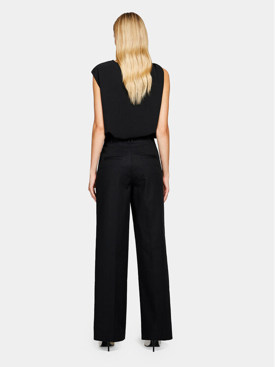 Sisley Sisley Παντελόνι υφασμάτινο 4ZY7LF03L Μαύρο Wide Leg