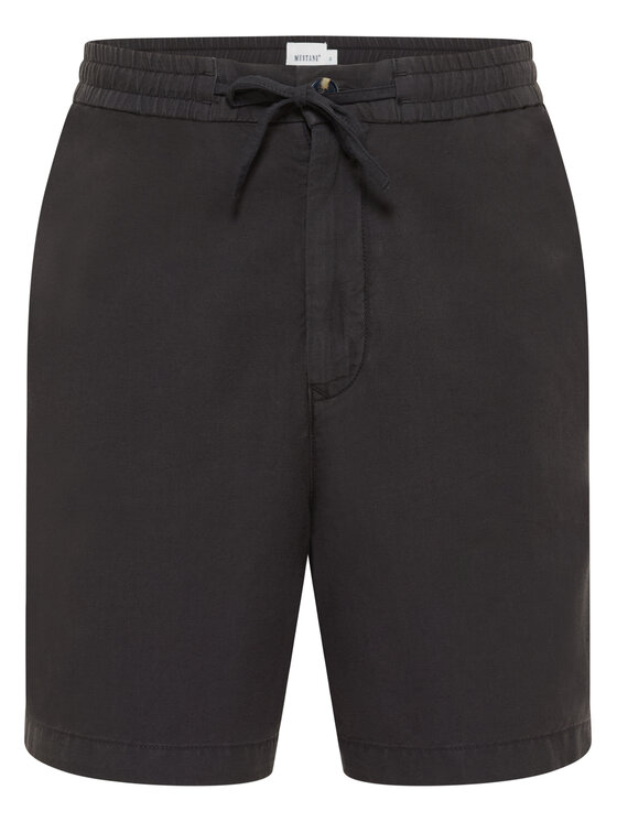 Mustang Mustang Pantaloncini di tessuto Linen 1016459 Nero Loose Fit