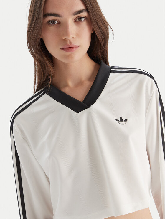 adidas adidas Palaidinė adicolor Football Jacquard JV9740 Balta Loose Fit