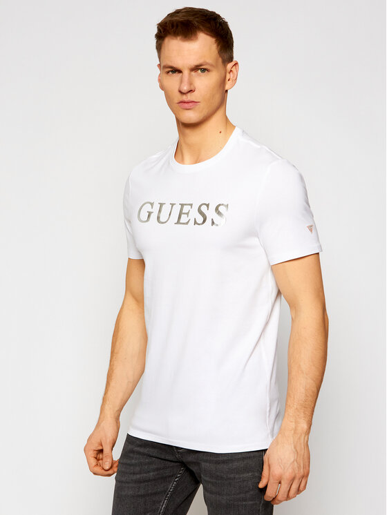 Guess Guess Tričko M0YI08 J1300 Biela Slim Fit