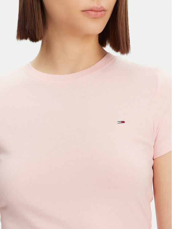 Tommy Jeans Tommy Jeans Majica DW0DW20459 Roza Slim Fit