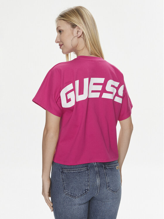 Guess Guess Tričko Deana Boxy V4RI09 KC2Z0 Ružová Regular Fit