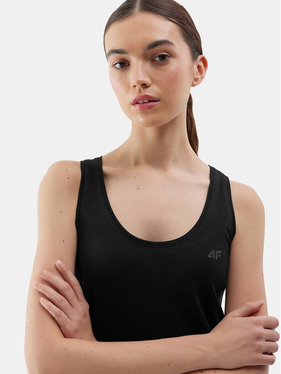 4F 4F Top 4FWSS24TSLEF041 Černá Slim Fit