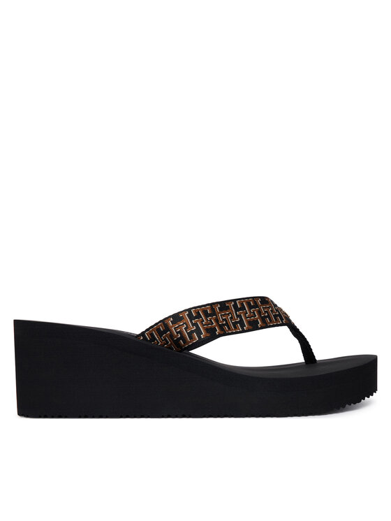 Tommy Hilfiger Tommy Hilfiger Джапанки Wedge Summer Sandal Mono FW0FW09698 Черен