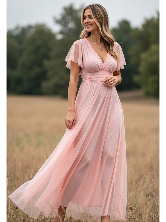 FIGL FIGL Večerné šaty M1103 Ružová Straight Fit