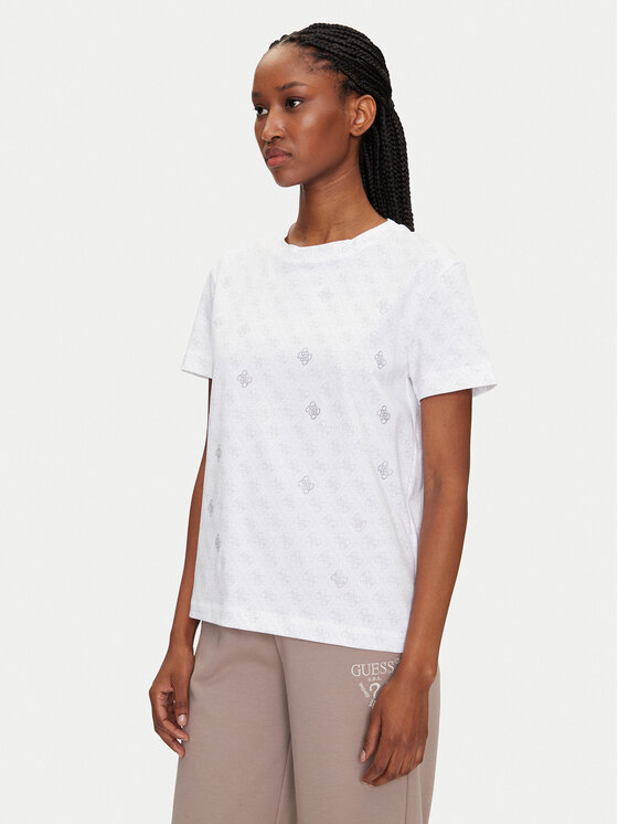 Guess Guess Tricou V5GI16 I3Z14 Alb Regular Fit
