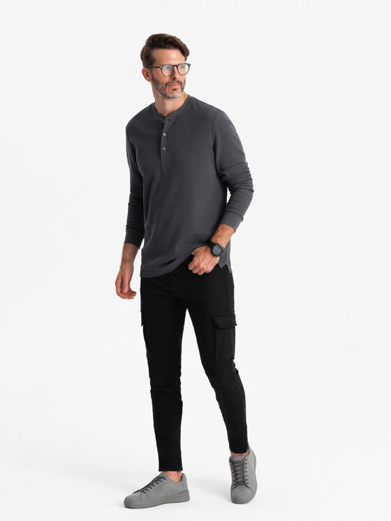 Ombre Ombre S dlouhým rukávem OM-LSCL-0120 Šedá Regular Fit