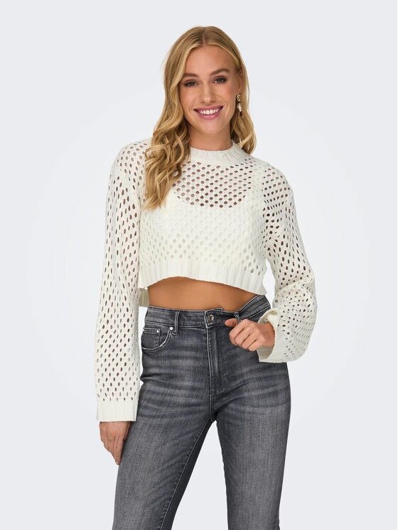 ONLY ONLY Maglione CROPPED KNIT PULLOVER 15300575 Bianco Regular Fit