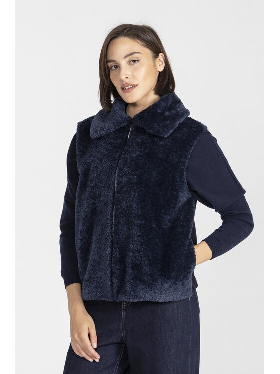 Deni Cler Milano Deni Cler Milano Kamizelka W-DC-4054-E5-F6-58-1 Granatowy Regular Fit