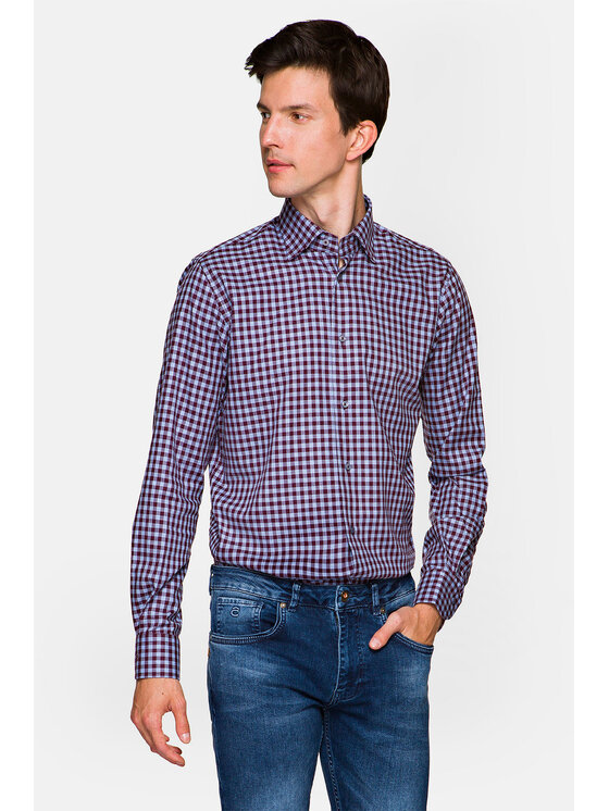 Lancerto Lancerto Koszula Mercury KO051217000072 Bordowy Regular Fit