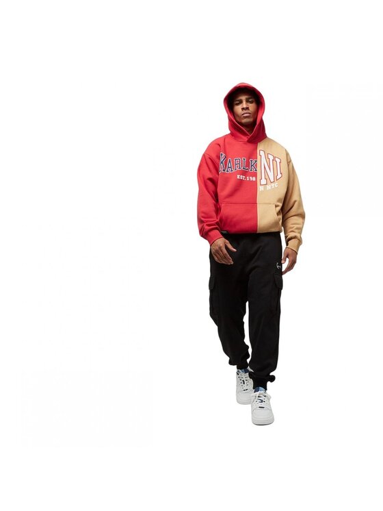 Karl Kani Karl Kani Felpa WOVEN RETRO SPLIT OS HOODIE Rosso Regular Fit