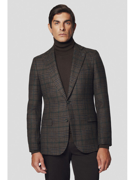 Lancerto Lancerto Marynarka Laketon MA073224000001 Brązowy Slim Fit