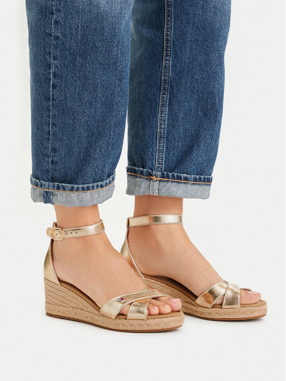 Tommy Hilfiger Tommy Hilfiger Espadryle Metalic Crossover Strap FW0FW09333 Złoty