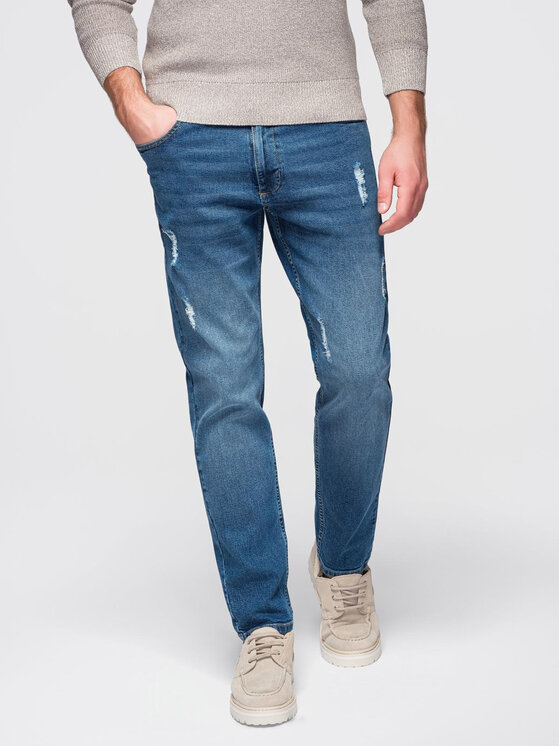 Ombre Ombre Jeansy OM-PADP-0255 Niebieski Slim Fit