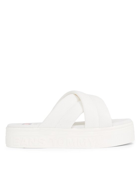 Tommy Jeans Iešļūcenes Tjw Lettering Flatform Sandal EN0EN02465 Écru