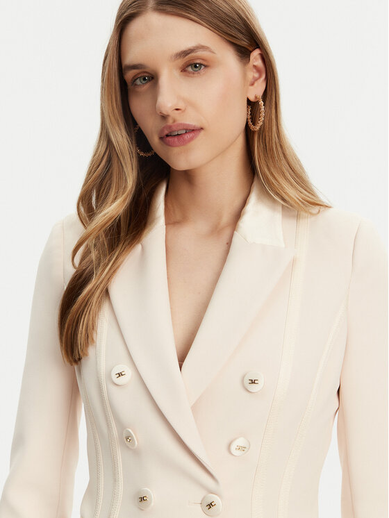 Elisabetta Franchi Elisabetta Franchi Marynarka GI-142-51E2-V700 Écru Regular Fit