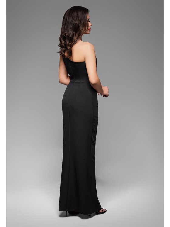 Ombre Ombre Sukienka wieczorowa LA-OM-DLR037 Czarny Regular Fit