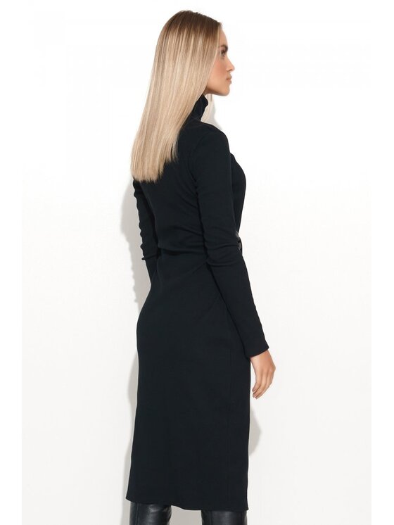 Makadamia Makadamia Sukienka dzianinowa M689 Czarny Shaped Fit