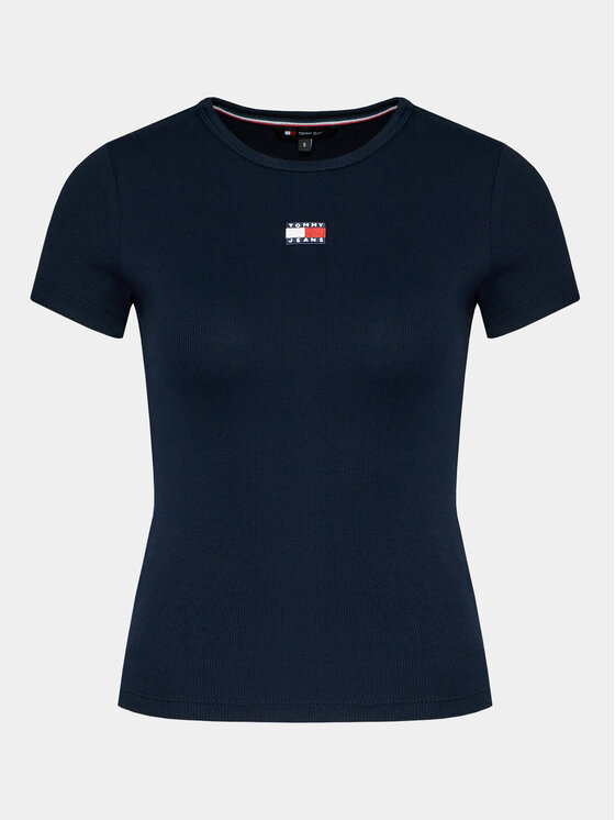 Tommy Jeans Tommy Jeans Marškinėliai Badge DW0DW17881 Tamsiai mėlyna Slim Fit