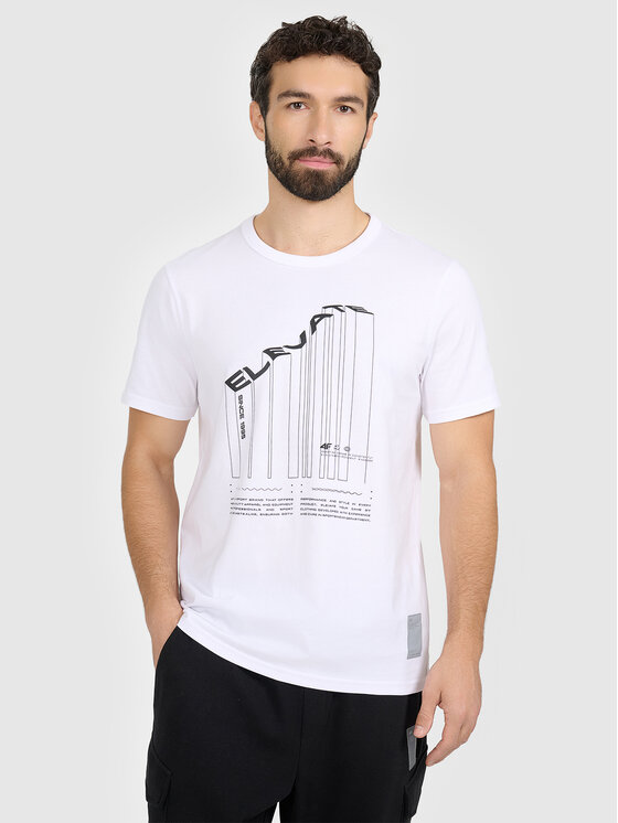 4F 4F T-Shirt BRIGHT TRACK Biały Regular Fit