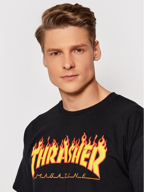 Thrasher Thrasher Póló Flame Fekete Regular Fit